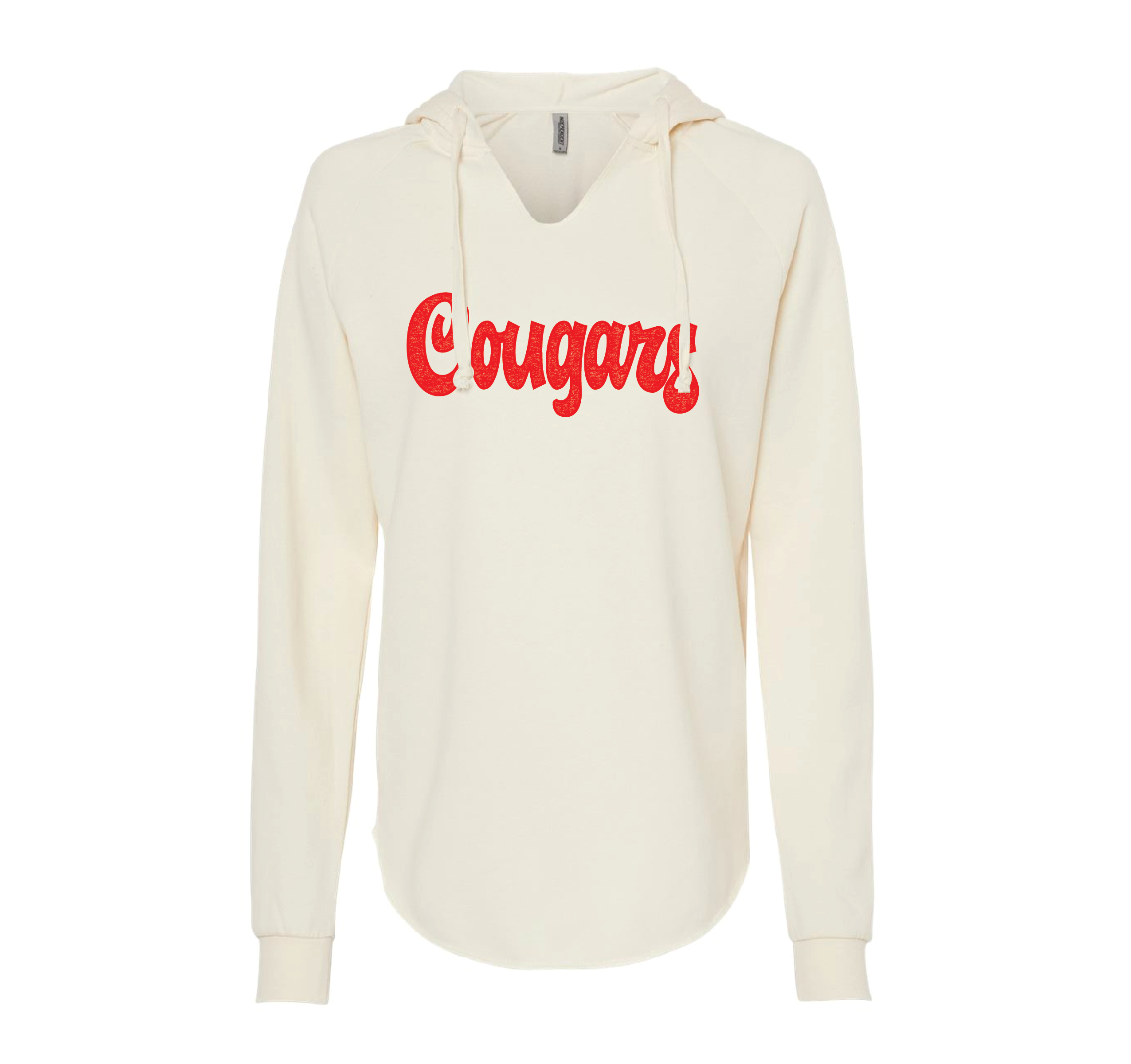 Cursive Cougars Ladies Hooded Sweatshirt