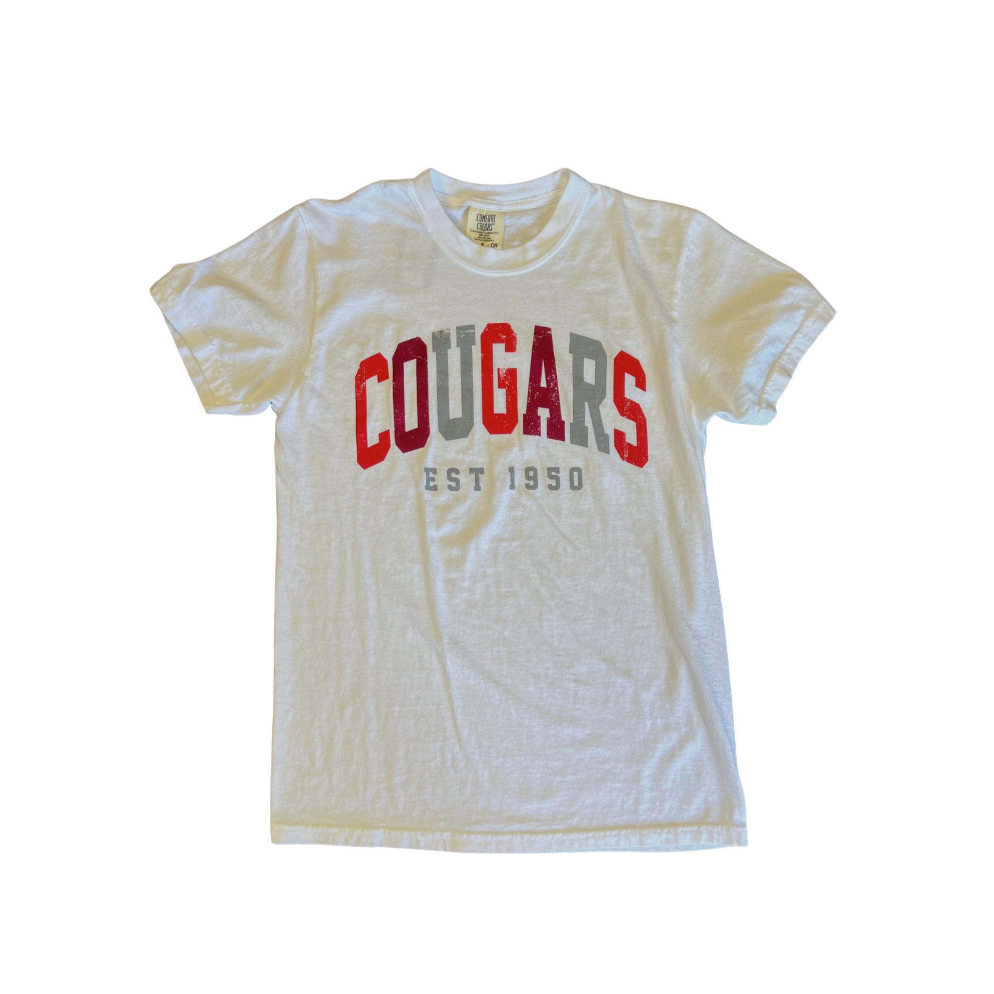 Youth Cougars White Colorful Collegiate Tee