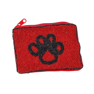 Beaded Paw Print Coin Purse