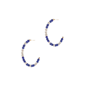 Royal & White Paveball Hoop Earrings