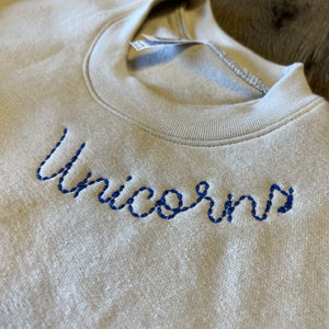 Unicorns Bean Stitch Slightly Crop Sweatshirt