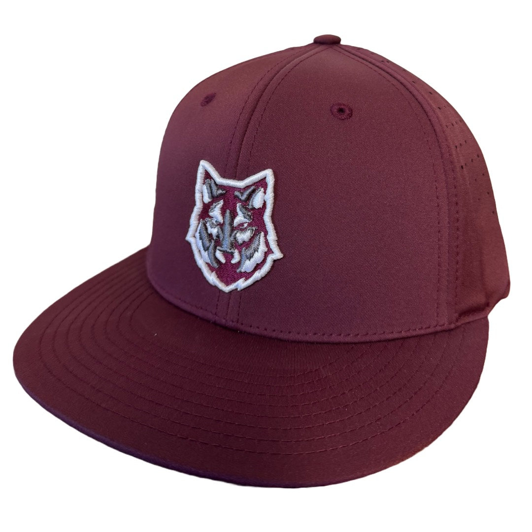 PTS30 Wolf Head Fitted Hat (Maroon)