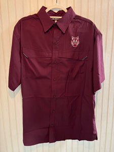 Wolf Mascot Maroon Fishing Shirt