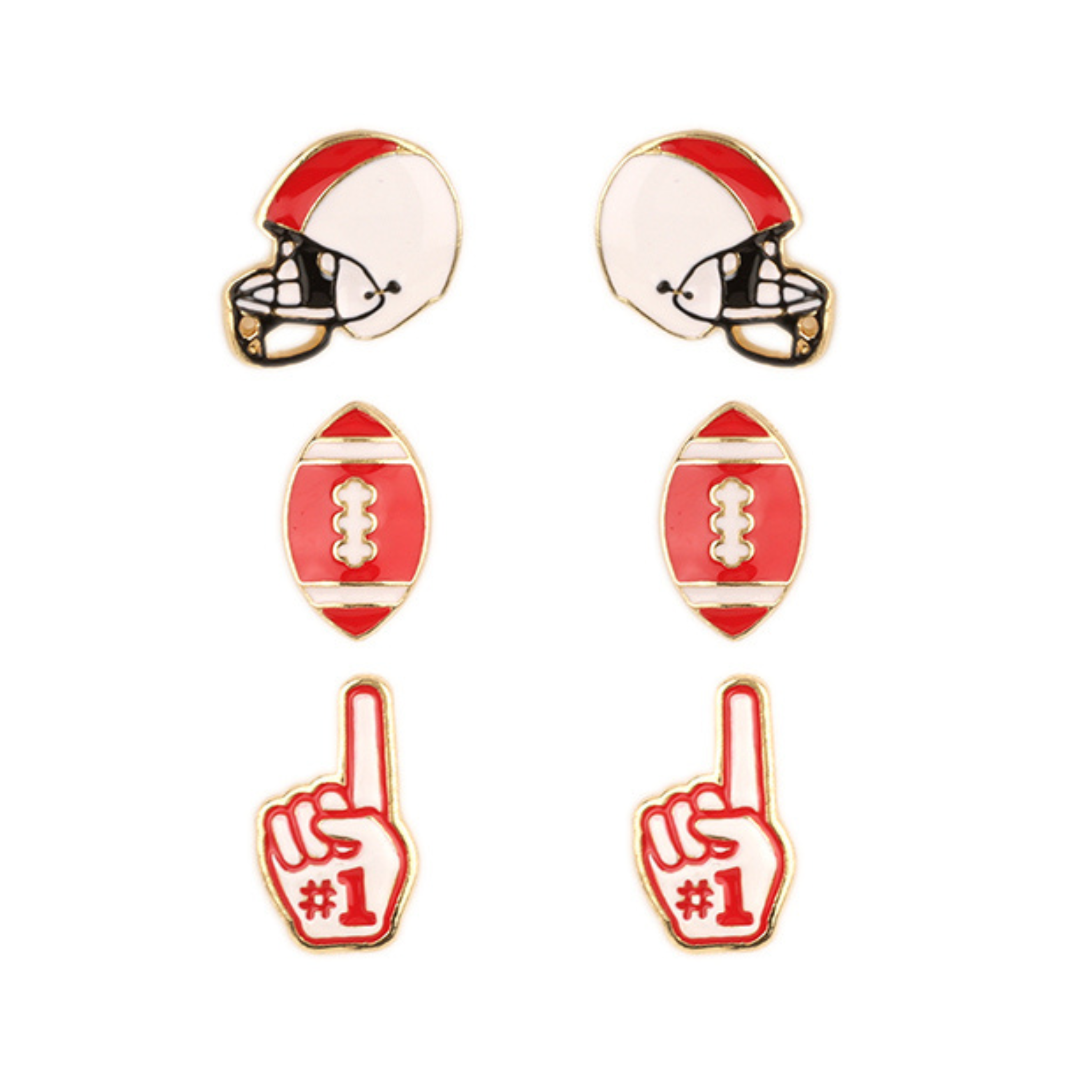 Red Game Day Set of 3 Post Earrings