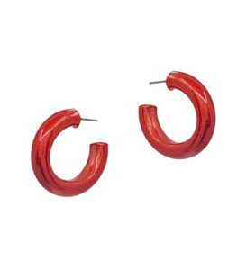 Red Metallic Colored Coat Hoop Earring