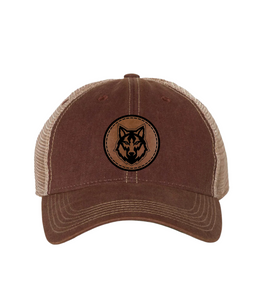 Wolf Circle Leather Patch OFA Hat Maroon/Khaki