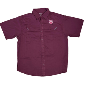 Wolf Mascot Maroon Fishing Shirt